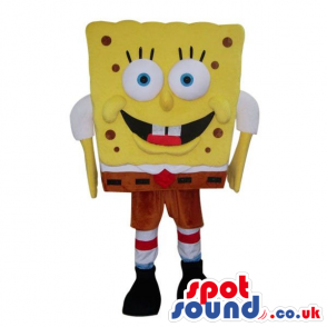 Sponge Bob Cartoon Character Mascot With Small Dots - Custom