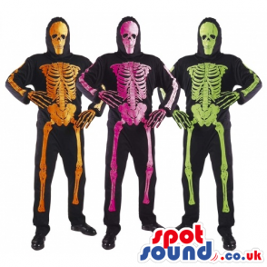 Halloween Skeleton Trio Plush Costume In Neon Colors - Custom