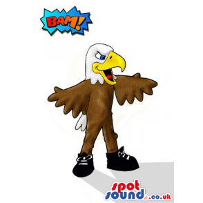 Strong Brown And White Eagle Mascot Drawing Design - Custom
