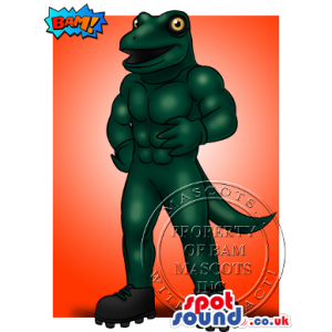 Amazing Strong Green Dinosaur Mascot Drawing Design - Custom