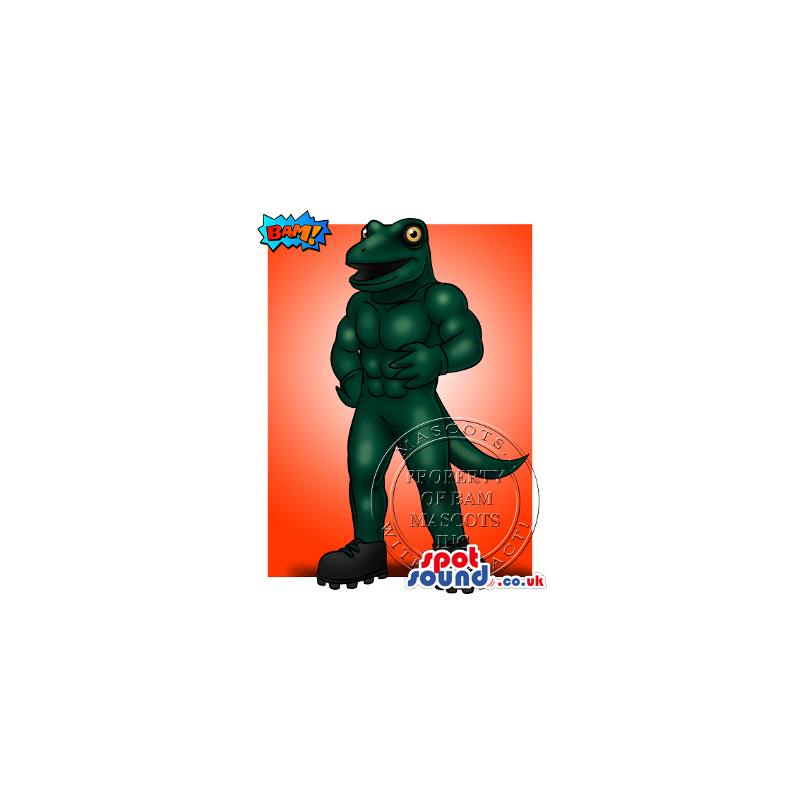 Amazing Strong Green Dinosaur Mascot Drawing Design - Custom