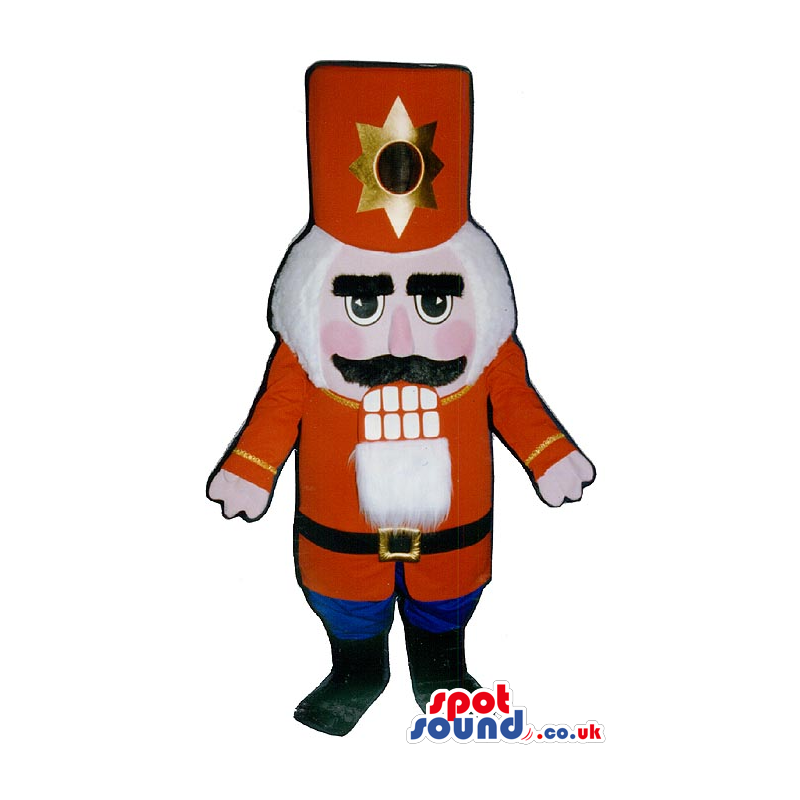 Nut-Cracker Soldier Mascot With A Big Red Shinny Hat - Custom