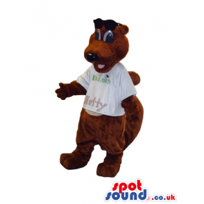 Brown Chipmunk Animal Plush Mascot Wearing A White T-Shirt -