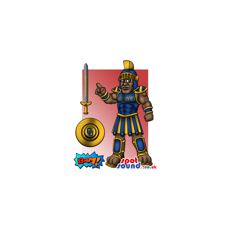 Roman Soldier Plush Mascot Drawing Design With Extra Gadgets -