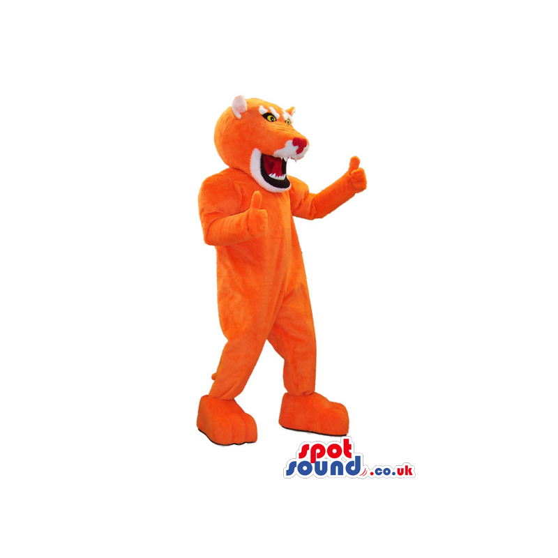 Customizable Fantasy Flashy All Orange Lion Plush Mascot -