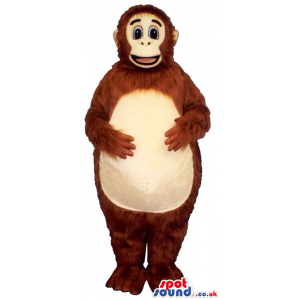 Brown Hairy Monkey Plush Mascot With A Round Belly. - Custom