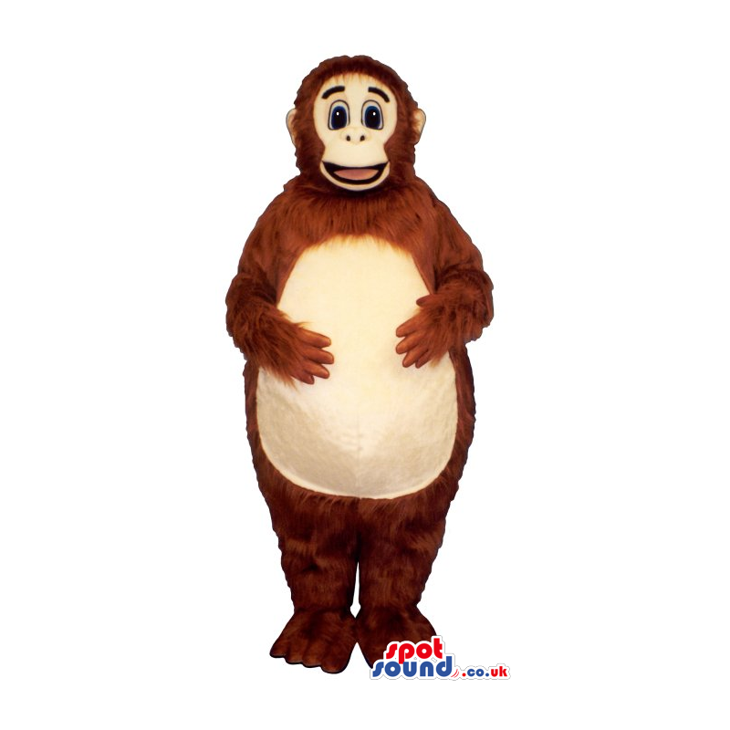 Brown Hairy Monkey Plush Mascot With A Round Belly. - Custom
