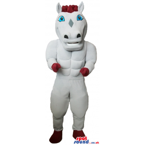 White Horse Plush Mascot That Looks Like A Toy With Blue Eyes -