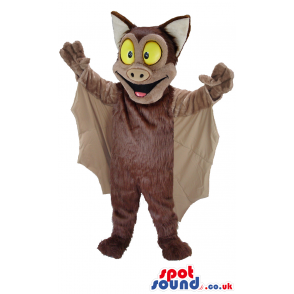 Brown Bat Animal Plush Mascot With Big Yellow Eyes - Custom