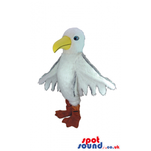 Customizable White Bird Plush Mascot With A Curved Yellow Beak