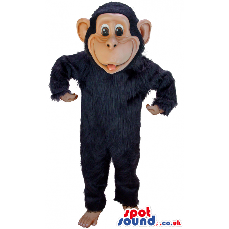 Customizable Black Hairy Monkey Plush Mascot With A Funny Face