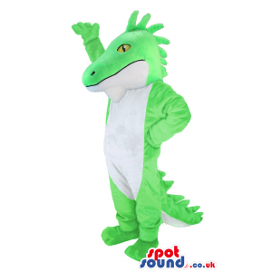 Customizable Green Alligator Plush Mascot With A White Belly -