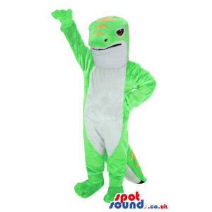 Green Alligator Plush Mascot With A White Belly And A Pattern -