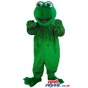 Customizable Green Frog Plush Mascot With Funny Eyes. - Custom