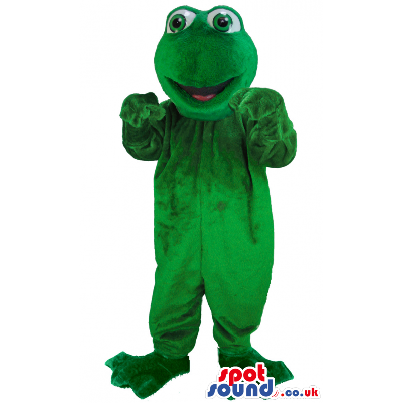 Customizable Green Frog Plush Mascot With Funny Eyes. - Custom