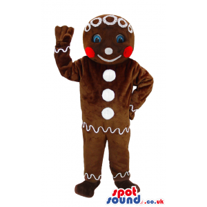 Christmas Ginger-Bread Man Plush Mascot With Blue Eyes - Custom