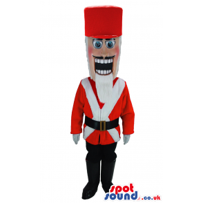 Nut-Cracker Soldier Mascot With A White Beard And A Red Hat -