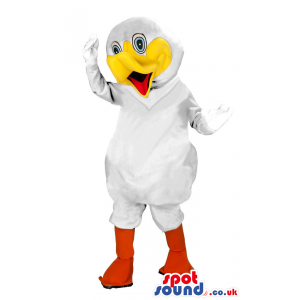 Cute Customizable White Bird Plush Mascot With A Yellow Beak -