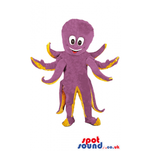 Cute Purple And Orange Octopus Plush Mascot With Funny Face -