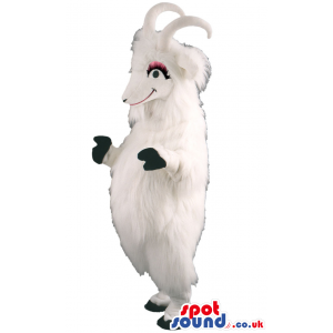 Cute White Goat Plush Animal Mascot With Pink Eyelids - Custom