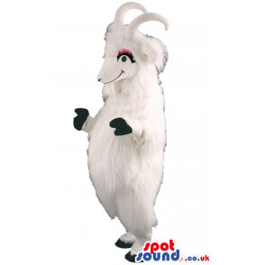 Cute White Goat Plush Animal Mascot With Pink Eyelids - Custom