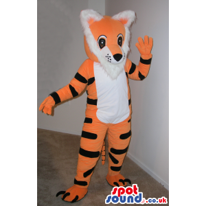 Customizable Cartoon Orange And White Tiger Plush Mascot -