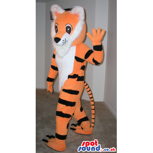 Customizable Cartoon Orange And White Tiger Plush Mascot -