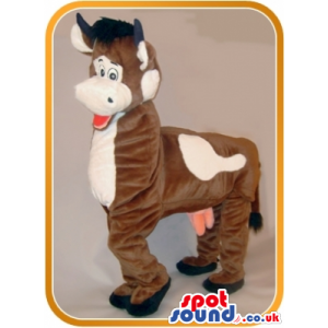 Amazing Brown Cow Animal Plush Mascot On All-Fours - Custom