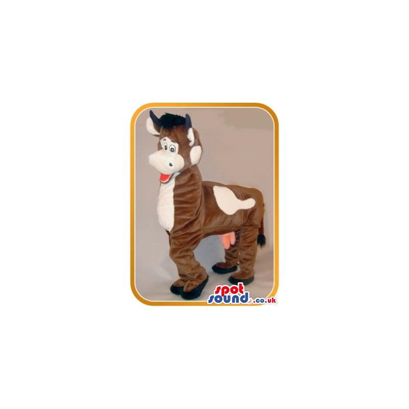 Amazing Brown Cow Animal Plush Mascot On All-Fours - Custom