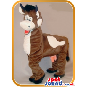 Amazing Brown Cow Animal Plush Mascot On All-Fours - Custom