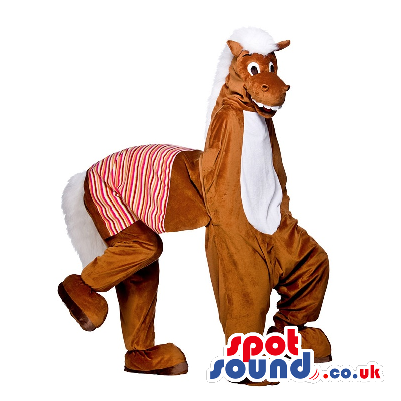 Brown Donkey Plush Mascot On All-Fours Or Two People Costume -