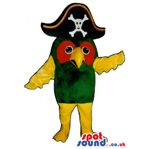 Cute Green Parrot Plush Mascot Wearing A Pirate Hat - Custom