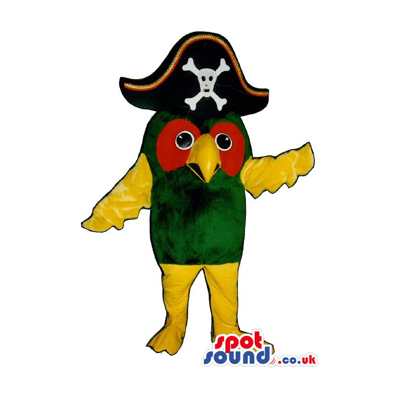 Cute Green Parrot Plush Mascot Wearing A Pirate Hat - Custom