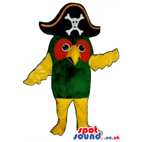 Cute Green Parrot Plush Mascot Wearing A Pirate Hat - Custom