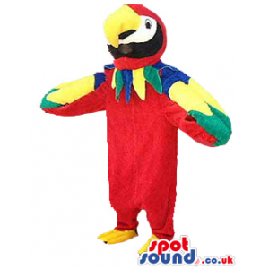 Red Exotic Parrot Plush Mascot With Colorful Wings - Custom