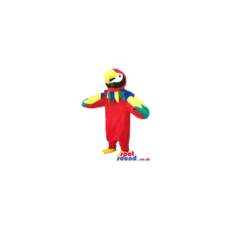 Red Exotic Parrot Plush Mascot With Colorful Wings - Custom