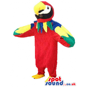 Red Exotic Parrot Plush Mascot With Colorful Wings - Custom