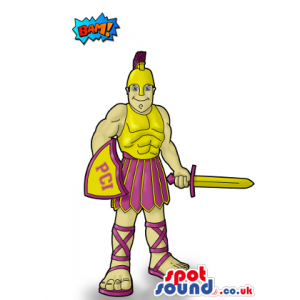 Customizable Yellow Gladiator Human Mascot Drawing Design -