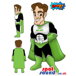 Customizable Strong Superhero With A Cape Mascot Drawing -
