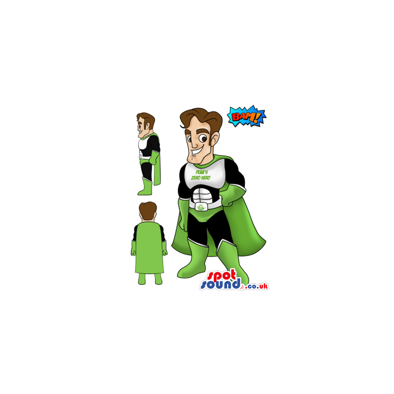 Customizable Strong Superhero With A Cape Mascot Drawing -