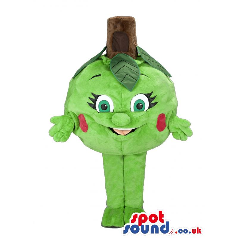 Green apple mascot with green pants and green socks - Custom