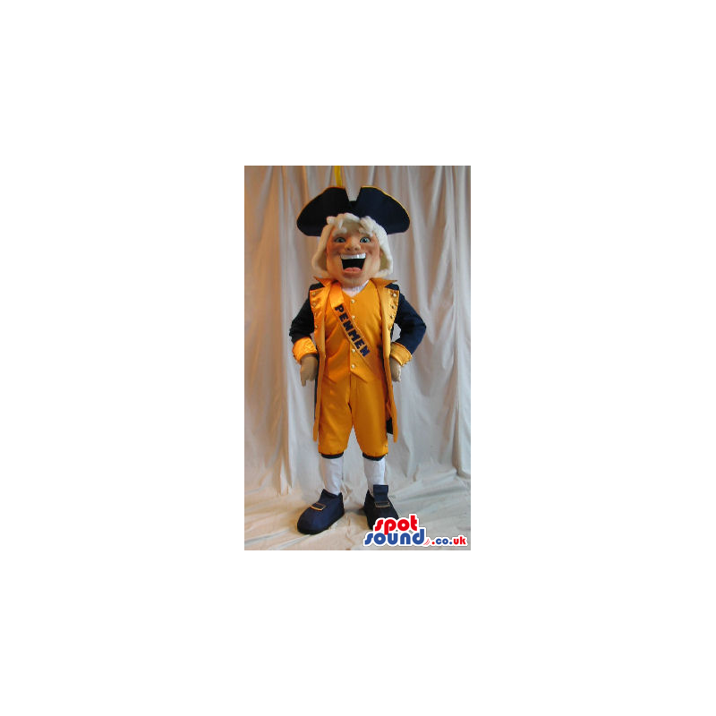 Soldier Human History Character Mascot In Old-Times Garments -
