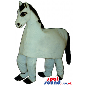 Customizable All White Horse Plush Mascot On All-Fours - Custom