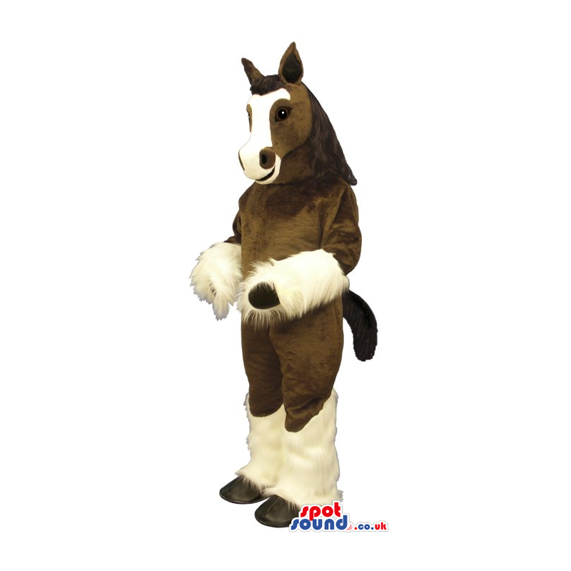 Brown And White Horse Plush Mascot With Harry Leg - Custom