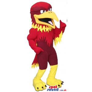 Red And Yellow Eagle Bird Plush Mascot With A Huge Beak -
