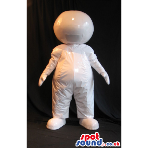 Totally Customizable All White Mascot In White Clothes - Custom