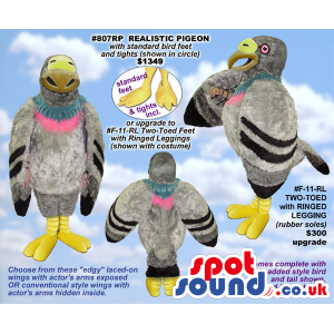 Realistic Grey Pigeon Plush Mascot With Special Wings And Legs