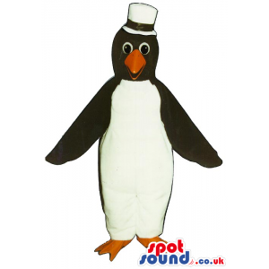 Cute Penguin Animal Plush Mascot Wearing A White Hat - Custom