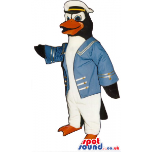 Cute Penguin Animal Plush Mascot Wearing Captain Garments -