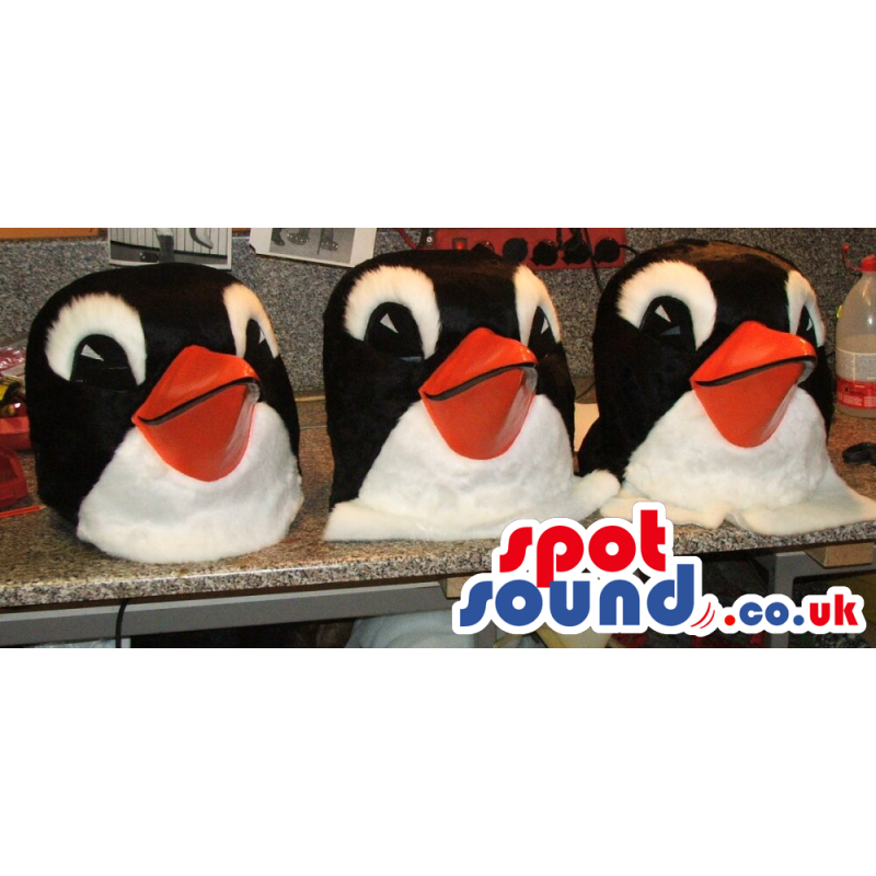 Customizable Three Penguin Animal Plush Mascot Heads - Custom